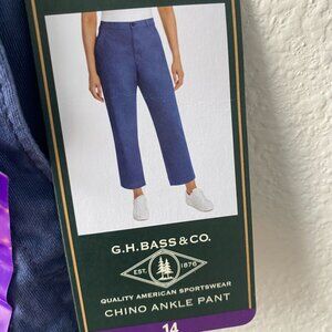 G.H. BASS & CO. Women's Chino Ankle Pant Blue 14 NWT